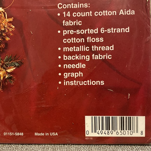 New Janlynn Christmas Cross Stitch Kit 65-10 Noel Bell Pull vtg 1996 - Picture 3 of 5